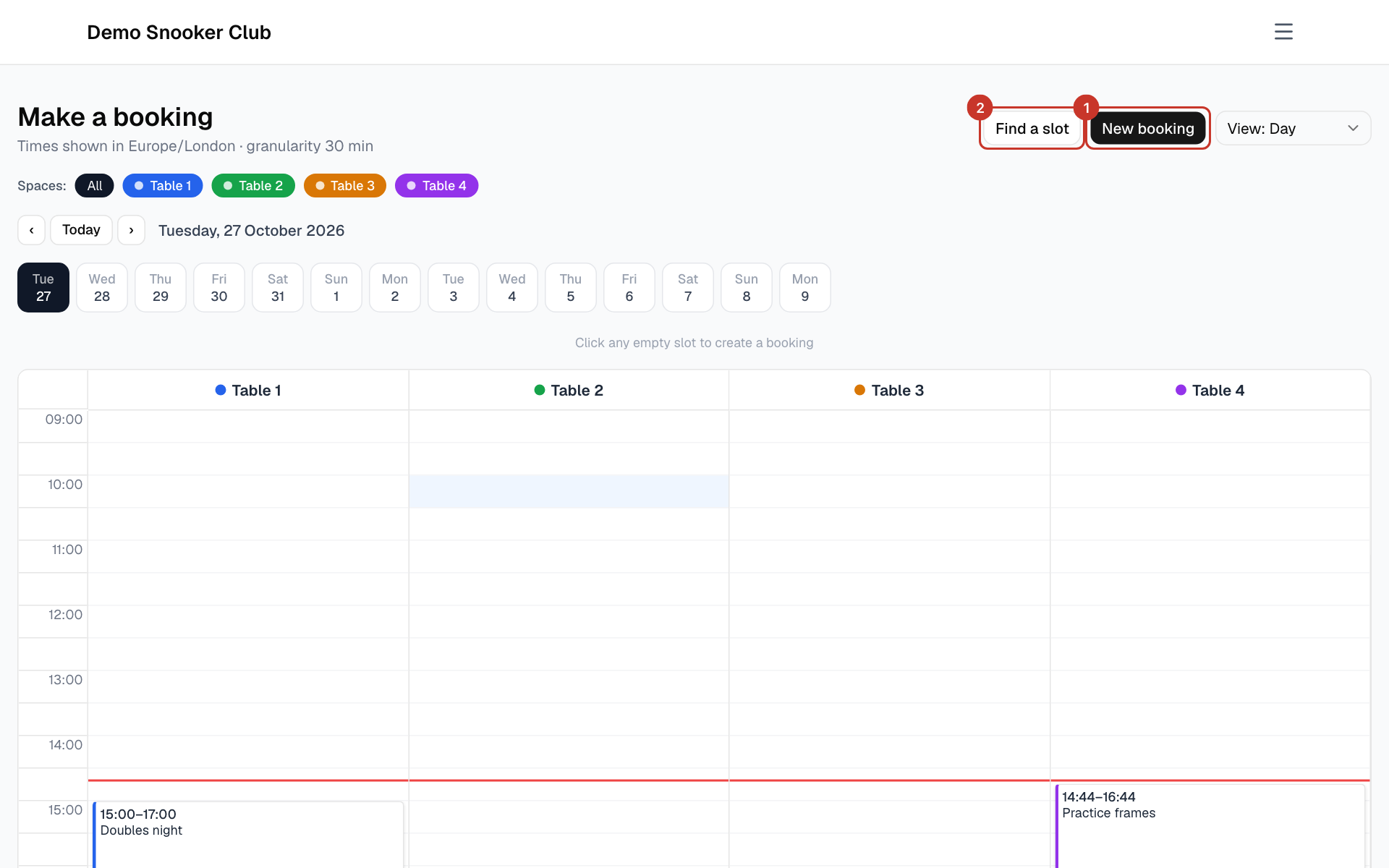 Open Make a booking. As an admin you always see member names, whatever the calendar privacy setting is.