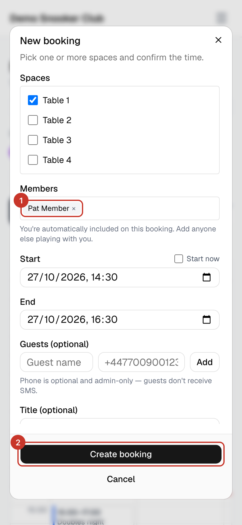 They appear as a tag in the box. You are included automatically, so only add the people playing with you.