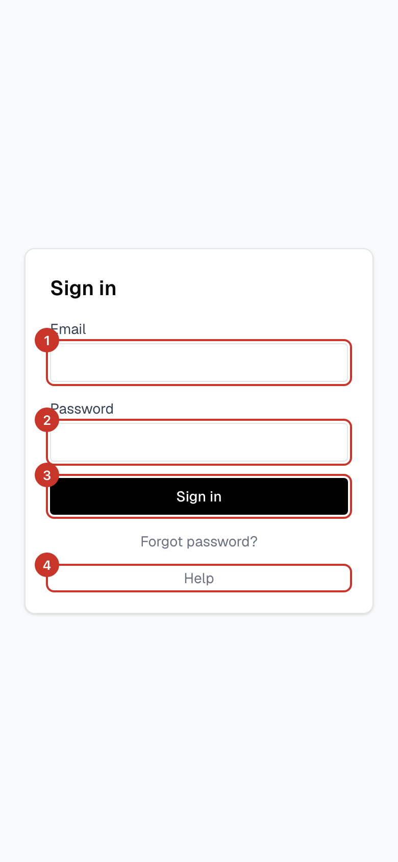 Go to the sign-in page. Type your Email and Password, then select the sign-in button. The Help link under the form opens these guides in a new tab.